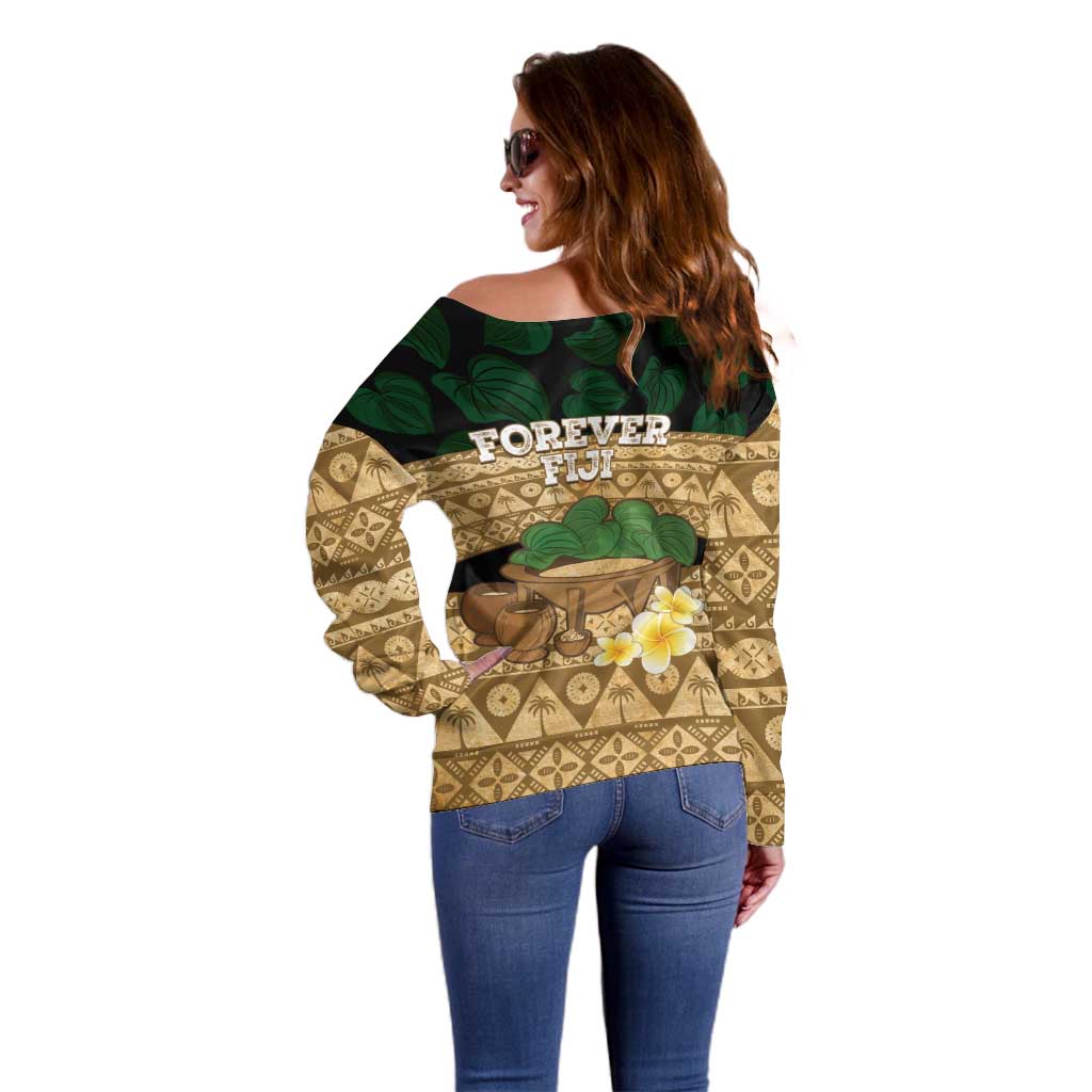 Bula Fiji Kava Bowl Off Shoulder Sweater Fijian Tapa Cloth Vintage Vibe LT14 - Polynesian Pride