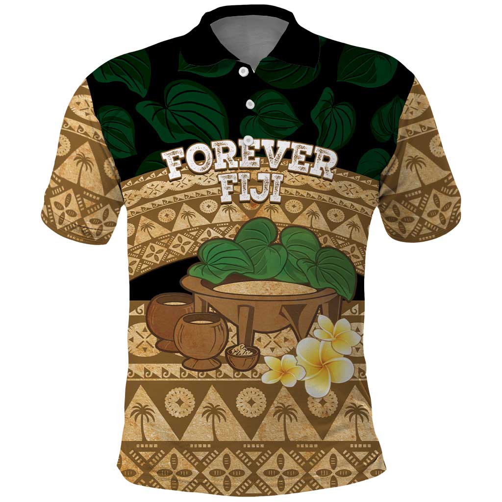 Bula Fiji Kava Bowl Polo Shirt Fijian Tapa Cloth Vintage Vibe LT14 Brown - Polynesian Pride