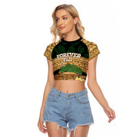 Bula Fiji Kava Bowl Raglan Cropped T Shirt Fijian Tapa Cloth Vintage Vibe LT14 Female Brown - Polynesian Pride