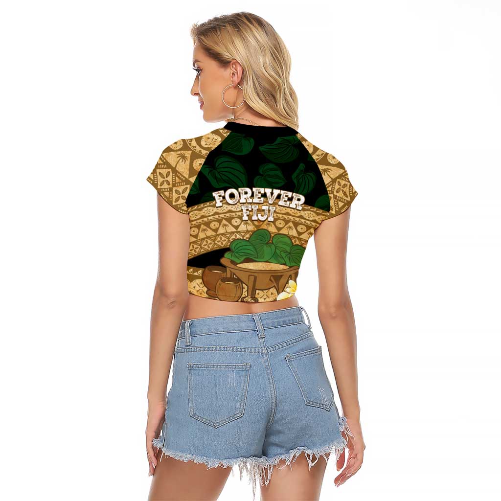 Bula Fiji Kava Bowl Raglan Cropped T Shirt Fijian Tapa Cloth Vintage Vibe LT14 - Polynesian Pride