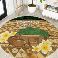 Bula Fiji Kava Bowl Round Carpet Fijian Tapa Cloth Vintage Vibe LT14 Brown - Polynesian Pride