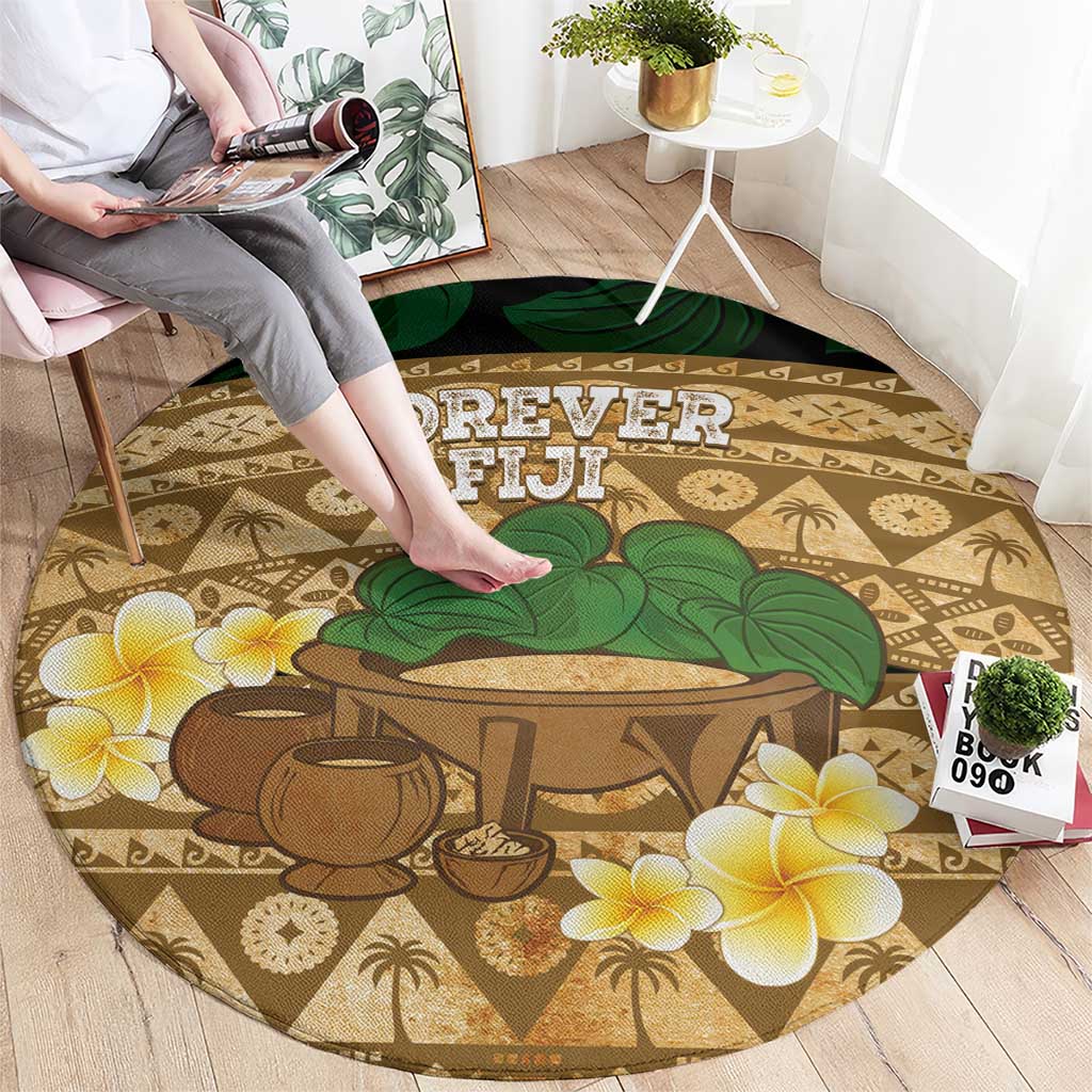 Bula Fiji Kava Bowl Round Carpet Fijian Tapa Cloth Vintage Vibe LT14 - Polynesian Pride