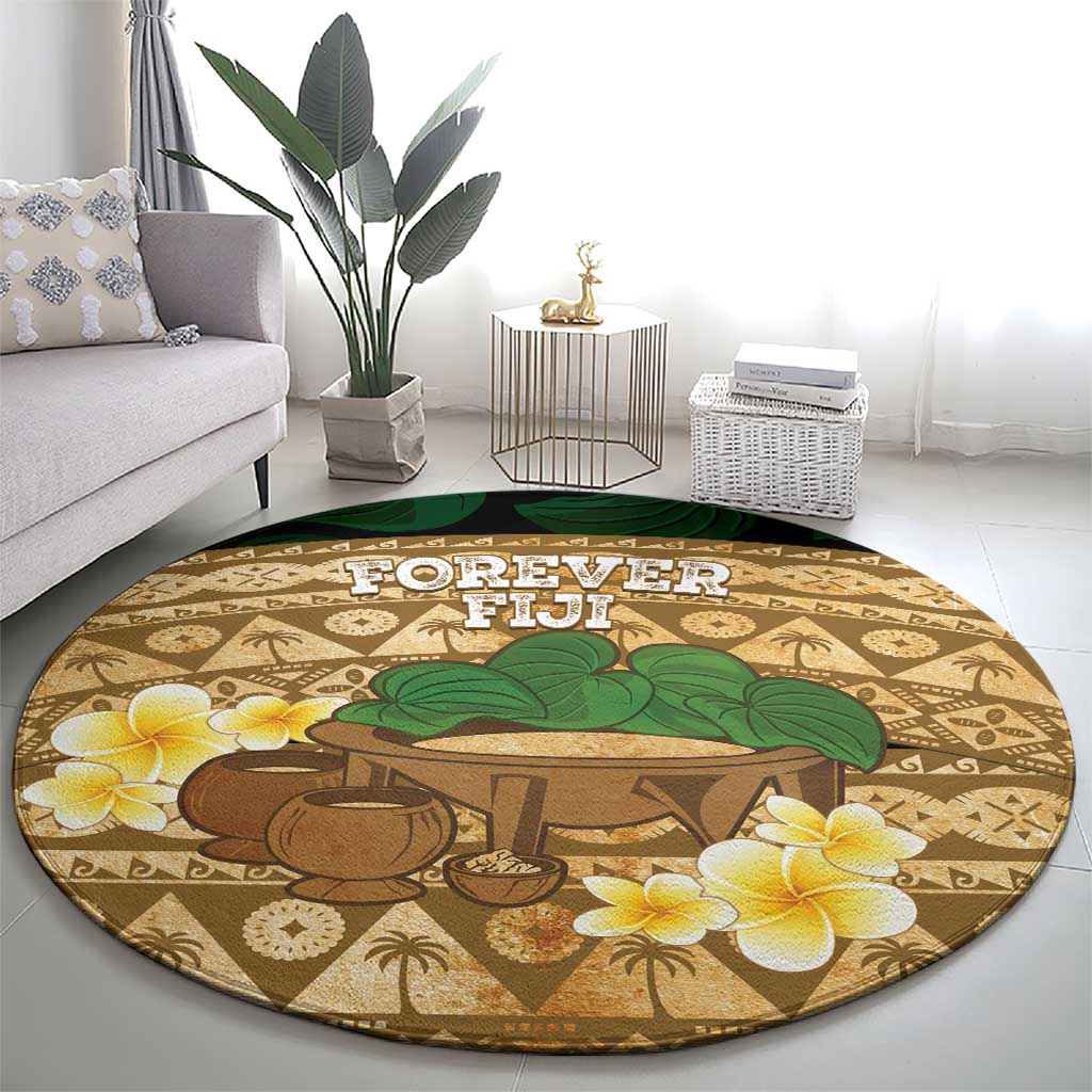 Bula Fiji Kava Bowl Round Carpet Fijian Tapa Cloth Vintage Vibe LT14 - Polynesian Pride