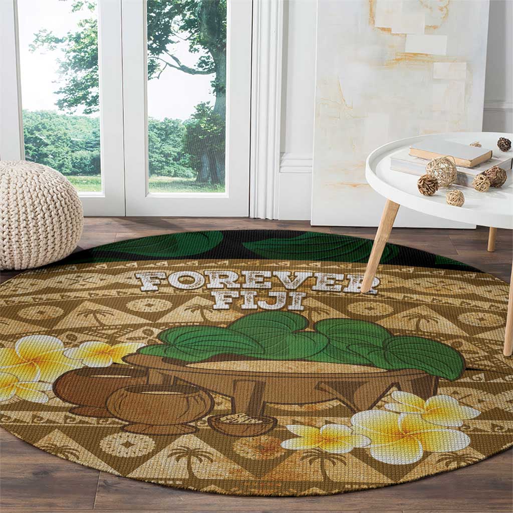Bula Fiji Kava Bowl Round Carpet Fijian Tapa Cloth Vintage Vibe LT14 - Polynesian Pride