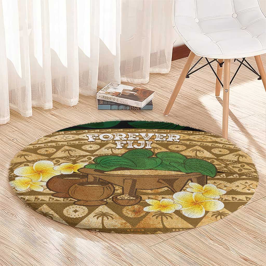 Bula Fiji Kava Bowl Round Carpet Fijian Tapa Cloth Vintage Vibe LT14 - Polynesian Pride