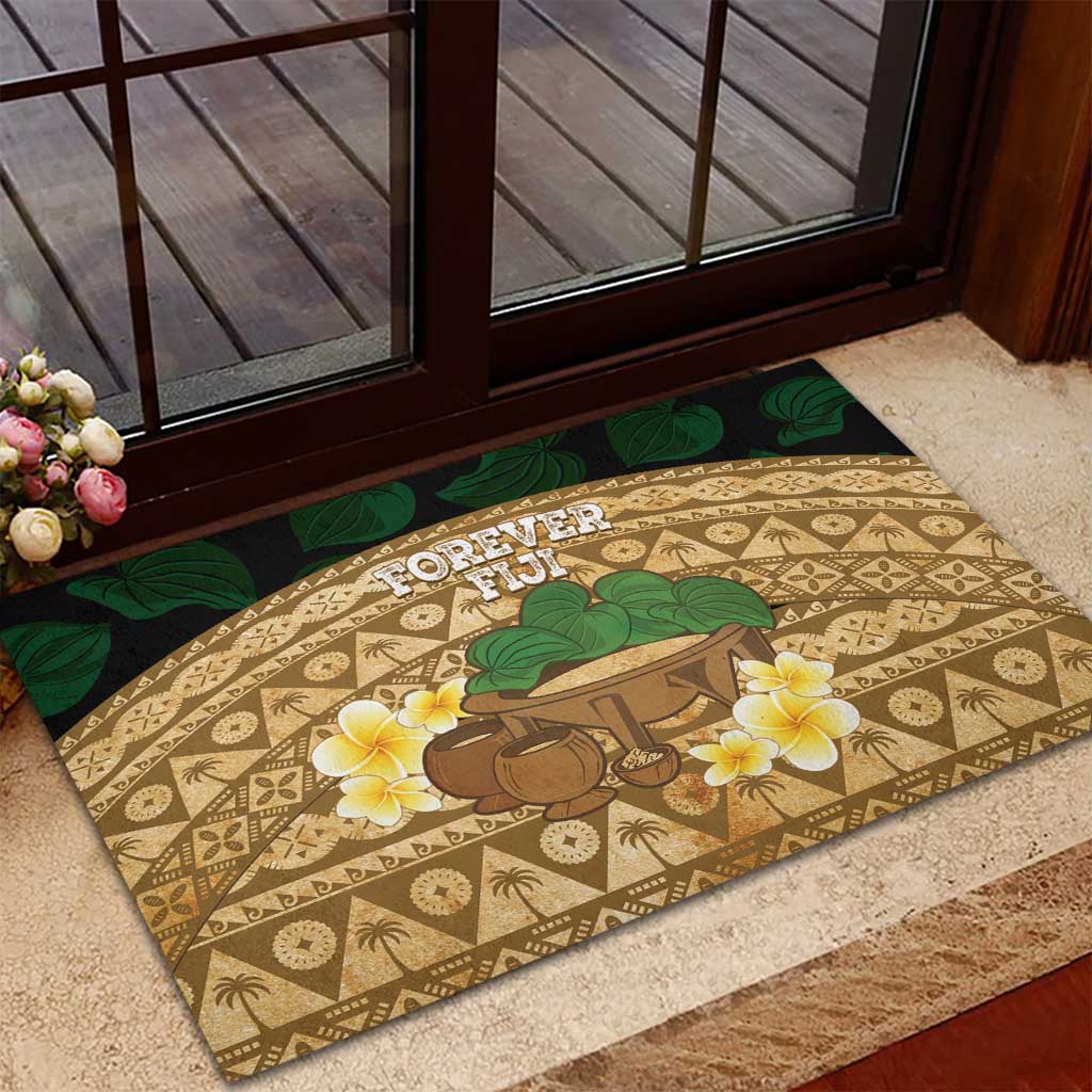 Bula Fiji Kava Bowl Rubber Doormat Fijian Tapa Cloth Vintage Vibe LT14 - Polynesian Pride