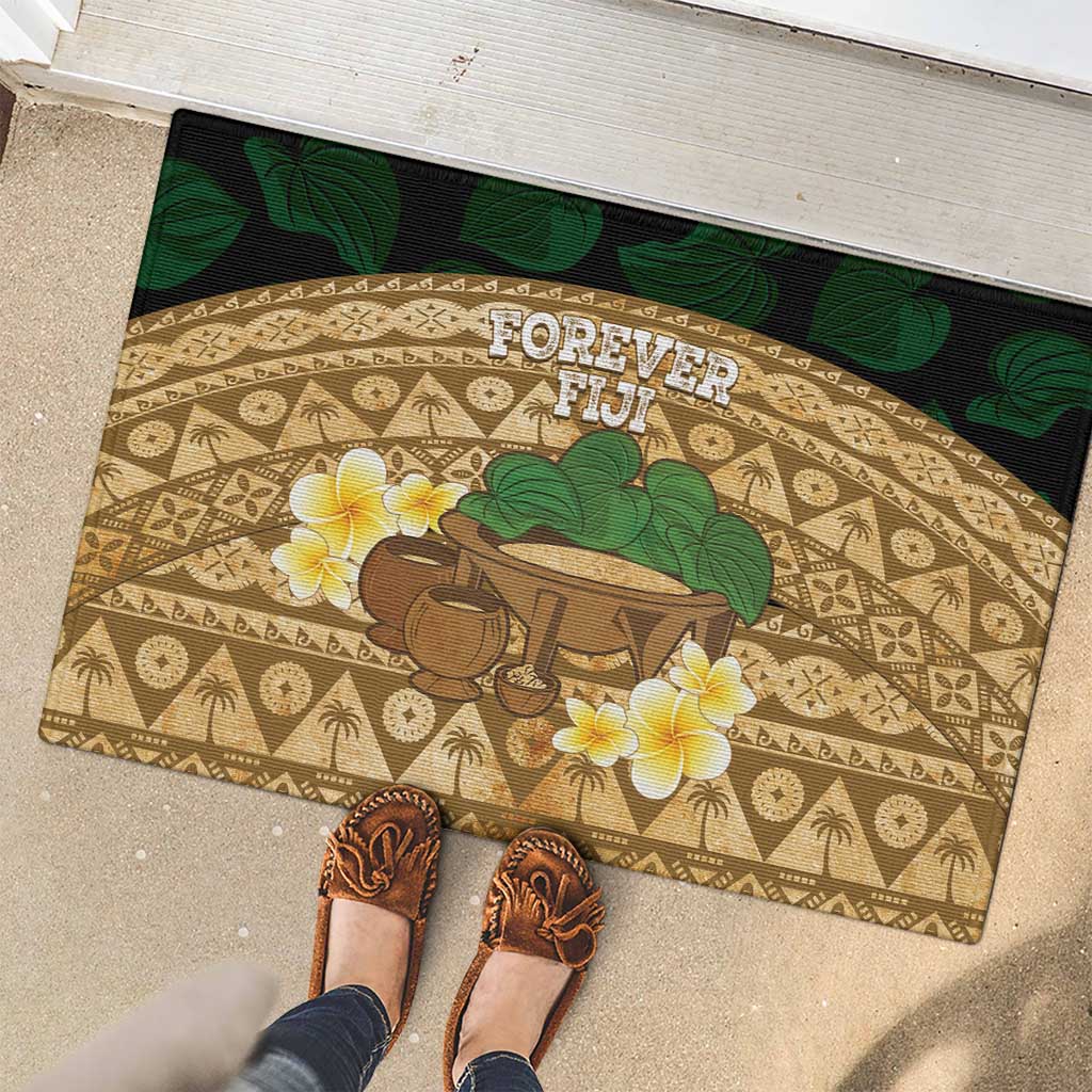 Bula Fiji Kava Bowl Rubber Doormat Fijian Tapa Cloth Vintage Vibe LT14 - Polynesian Pride