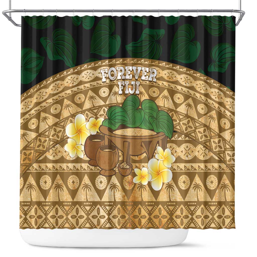 Bula Fiji Kava Bowl Shower Curtain Fijian Tapa Cloth Vintage Vibe LT14 Brown - Polynesian Pride