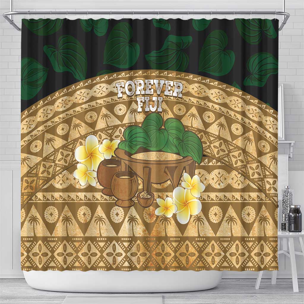Bula Fiji Kava Bowl Shower Curtain Fijian Tapa Cloth Vintage Vibe LT14 - Polynesian Pride