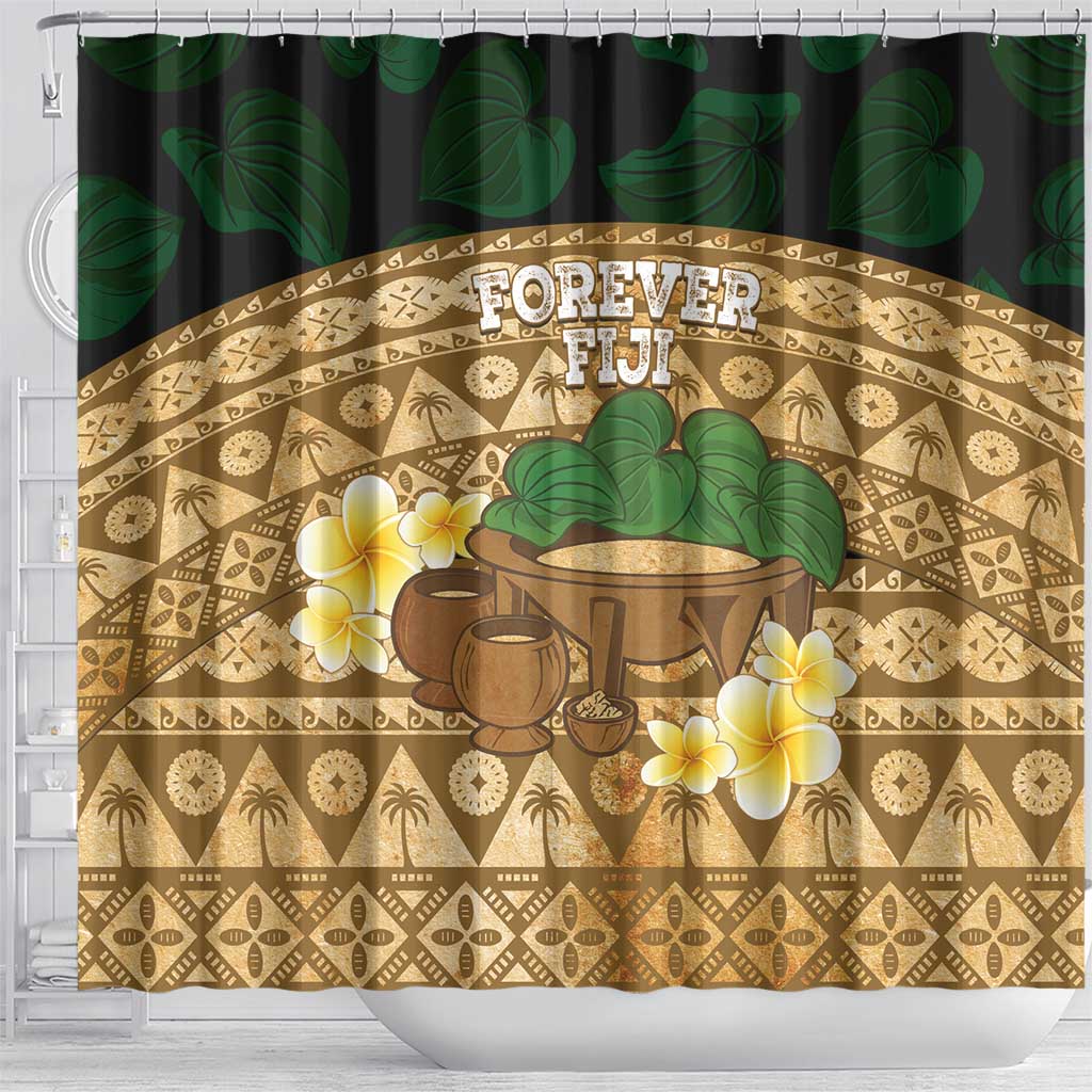 Bula Fiji Kava Bowl Shower Curtain Fijian Tapa Cloth Vintage Vibe LT14 - Polynesian Pride