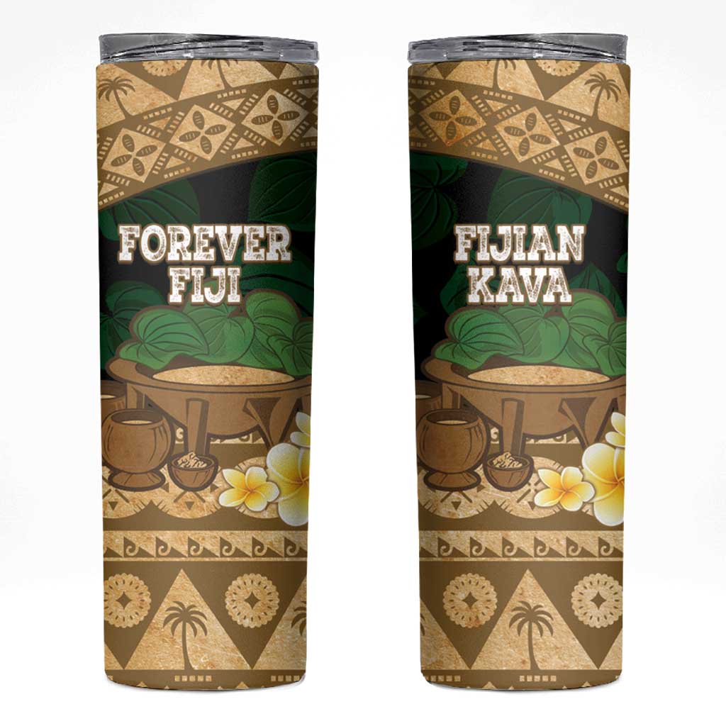 Bula Fiji Kava Bowl Skinny Tumbler Fijian Tapa Cloth Vintage Vibe LT14 Brown - Polynesian Pride