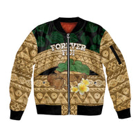 Bula Fiji Kava Bowl Sleeve Zip Bomber Jacket Fijian Tapa Cloth Vintage Vibe LT14 Unisex Brown - Polynesian Pride