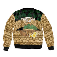 Bula Fiji Kava Bowl Sleeve Zip Bomber Jacket Fijian Tapa Cloth Vintage Vibe LT14 - Polynesian Pride