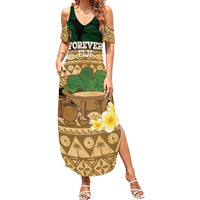 Bula Fiji Kava Bowl Summer Maxi Dress Fijian Tapa Cloth Vintage Vibe LT14 Women Brown - Polynesian Pride