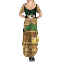 Bula Fiji Kava Bowl Summer Maxi Dress Fijian Tapa Cloth Vintage Vibe LT14 - Polynesian Pride