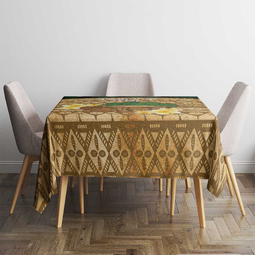 Bula Fiji Kava Bowl Tablecloth Fijian Tapa Cloth Vintage Vibe