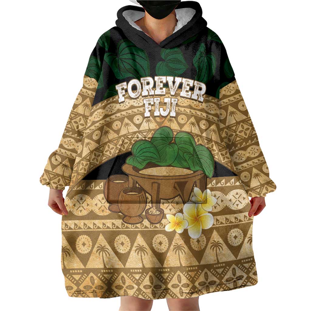 Bula Fiji Kava Bowl Wearable Blanket Hoodie Fijian Tapa Cloth Vintage Vibe LT14 - Polynesian Pride