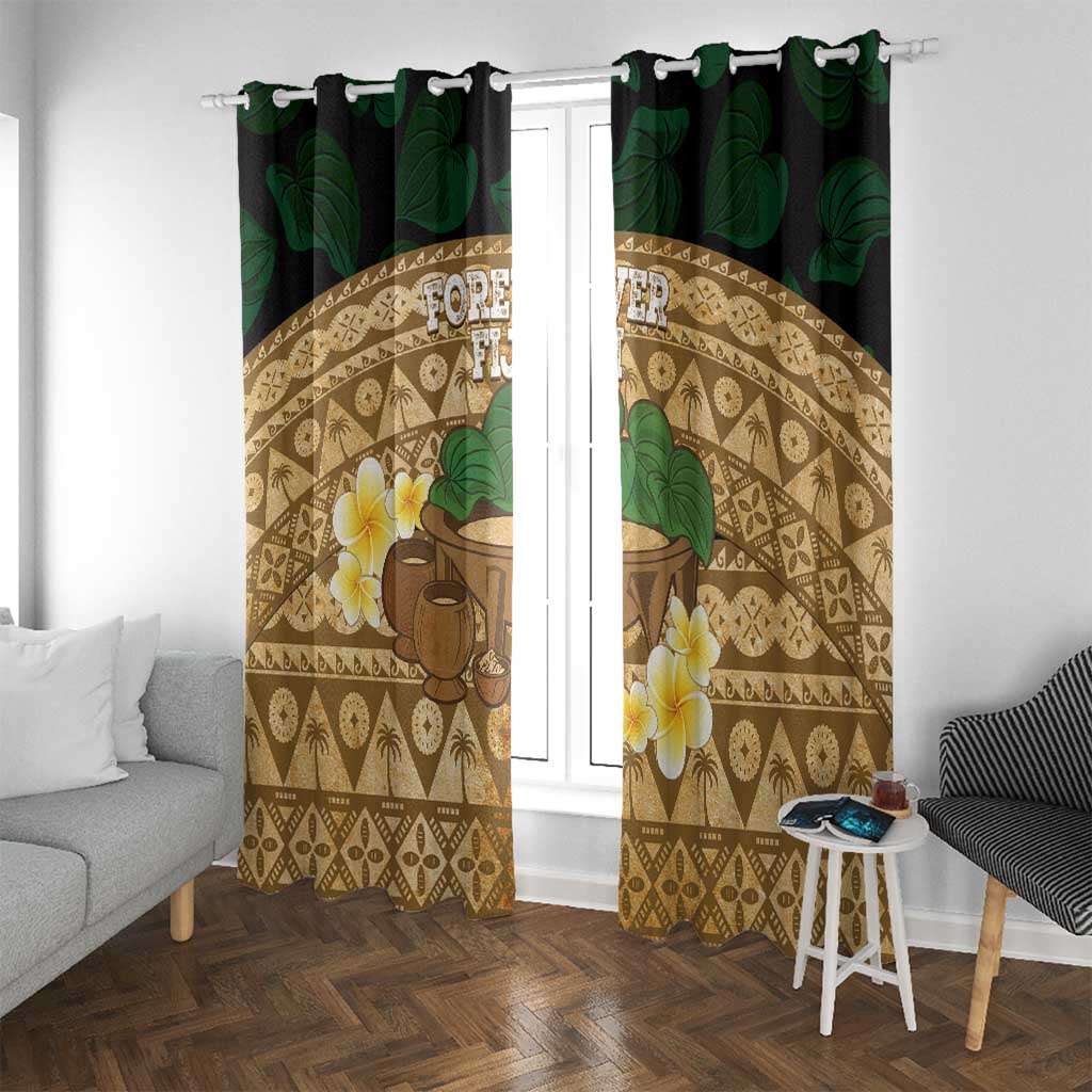 Bula Fiji Kava Bowl Window Curtain Fijian Tapa Cloth Vintage Vibe LT14 With Grommets Brown - Polynesian Pride