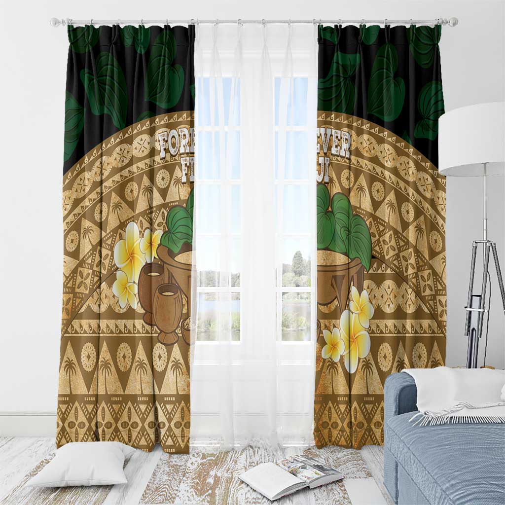 Bula Fiji Kava Bowl Window Curtain Fijian Tapa Cloth Vintage Vibe LT14 - Polynesian Pride
