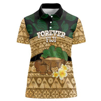 Bula Fiji Kava Bowl Women Polo Shirt Fijian Tapa Cloth Vintage Vibe LT14 Female Brown - Polynesian Pride