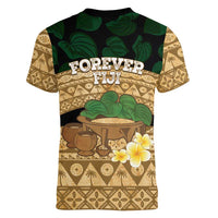 Bula Fiji Kava Bowl Women V-Neck T-Shirt Fijian Tapa Cloth Vintage Vibe LT14 - Polynesian Pride
