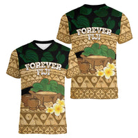 Bula Fiji Kava Bowl Women V-Neck T-Shirt Fijian Tapa Cloth Vintage Vibe LT14 - Polynesian Pride