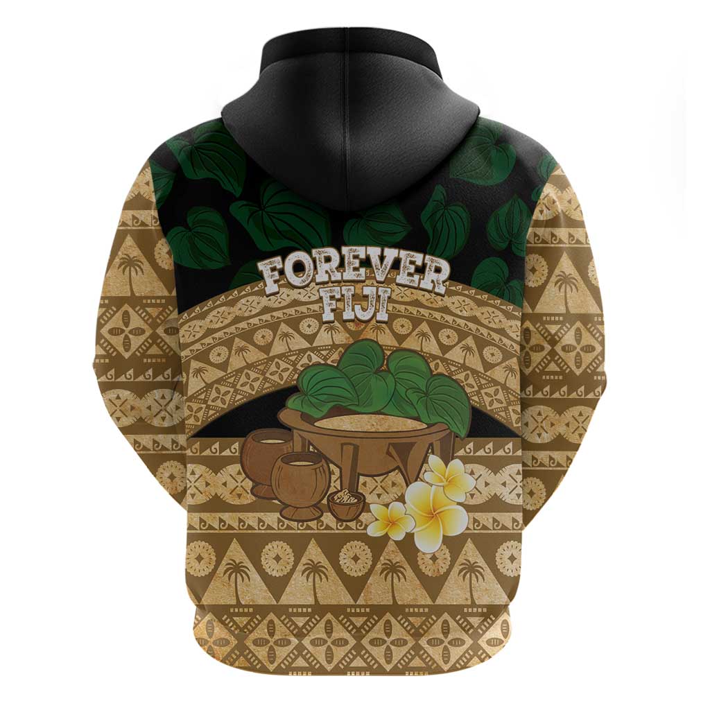 Bula Fiji Kava Bowl Zip Hoodie Fijian Tapa Cloth Vintage Vibe LT14 - Polynesian Pride