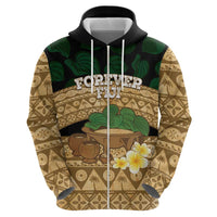 Bula Fiji Kava Bowl Zip Hoodie Fijian Tapa Cloth Vintage Vibe LT14 - Polynesian Pride