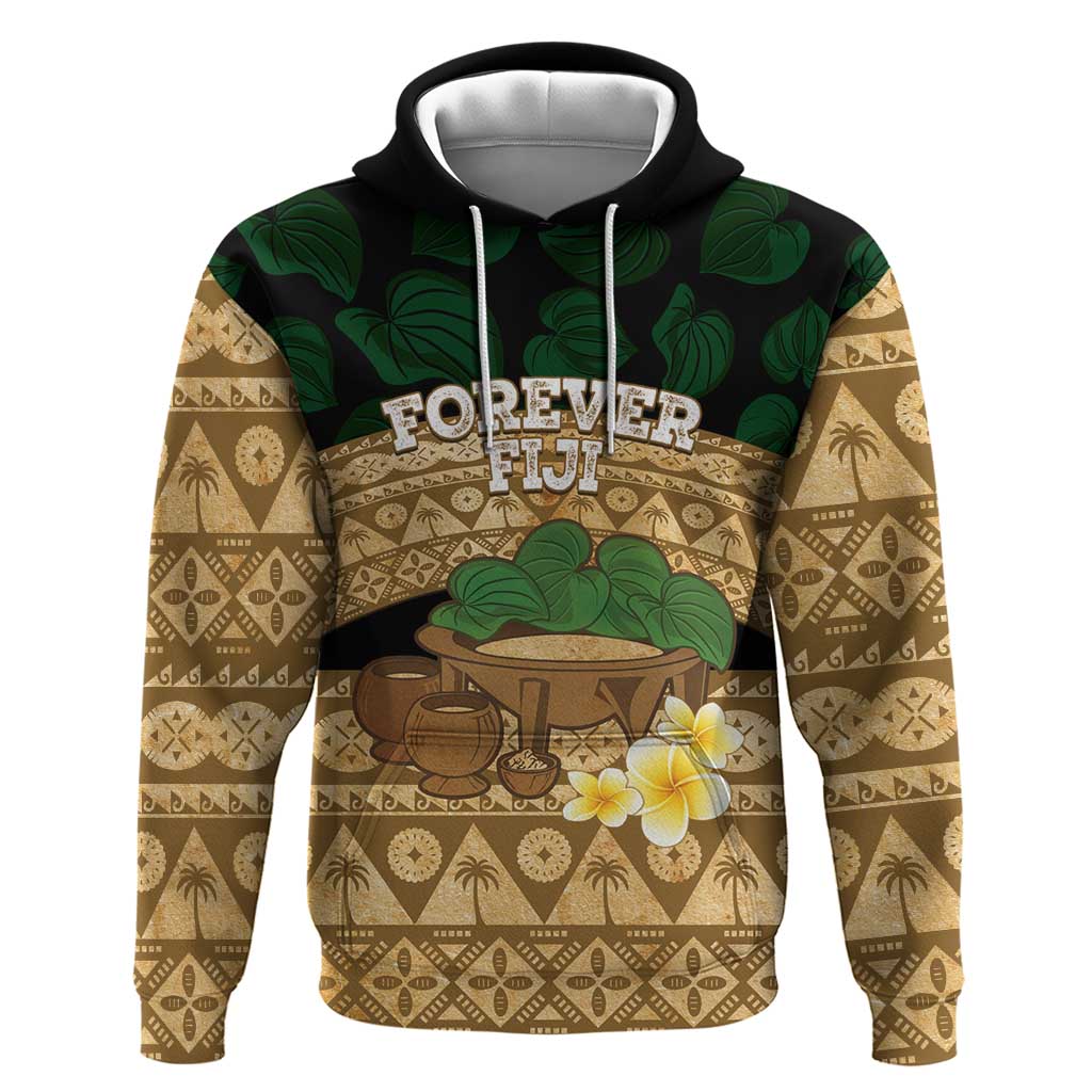 Bula Fiji Kava Bowl Zip Hoodie Fijian Tapa Cloth Vintage Vibe LT14 Pullover Hoodie Brown - Polynesian Pride