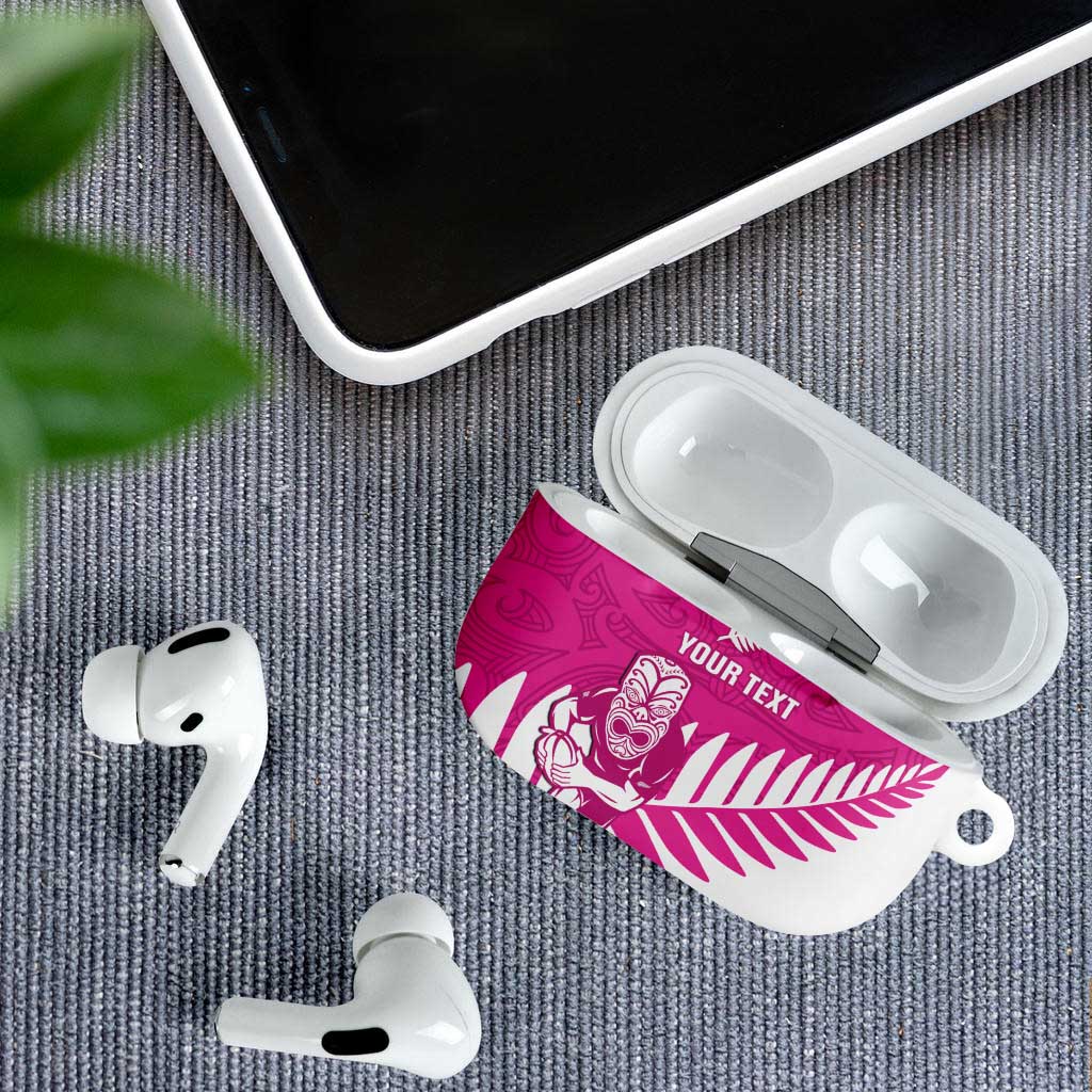 New Zealand Silver Fern Rugby Custom AirPods Case Go All Black Maori Pink Version LT14 - Polynesian Pride