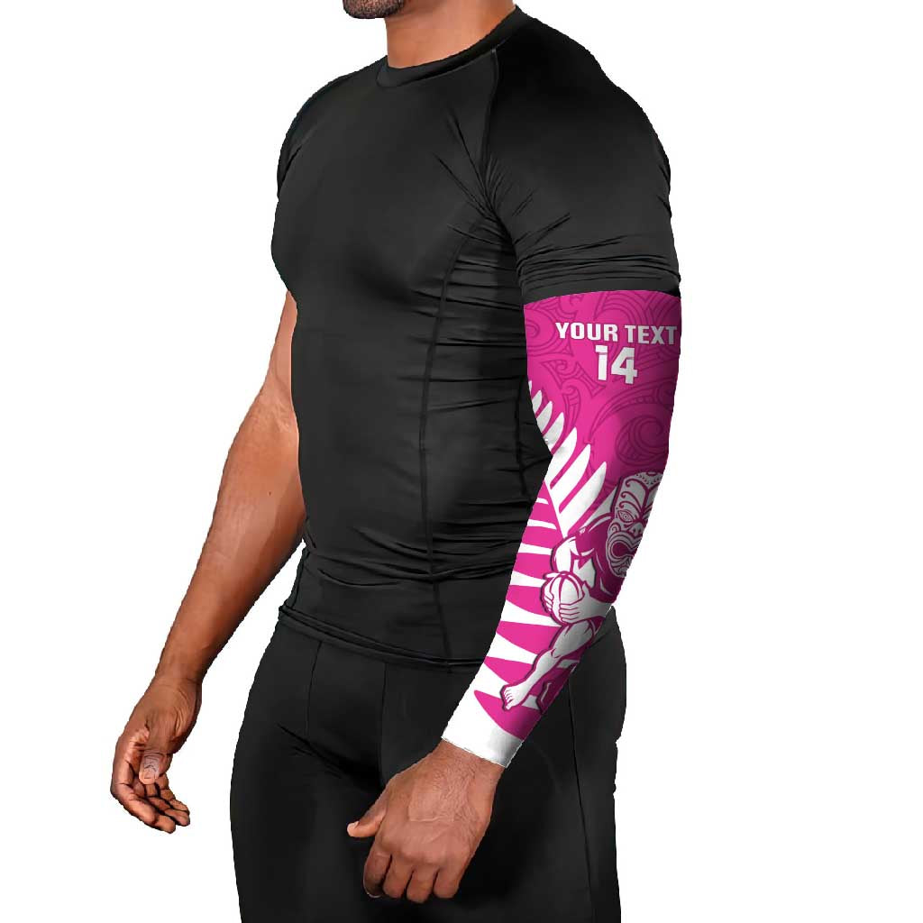 New Zealand Silver Fern Rugby Custom Arm Sleeves Go All Black Maori Pink Version LT14 - Polynesian Pride