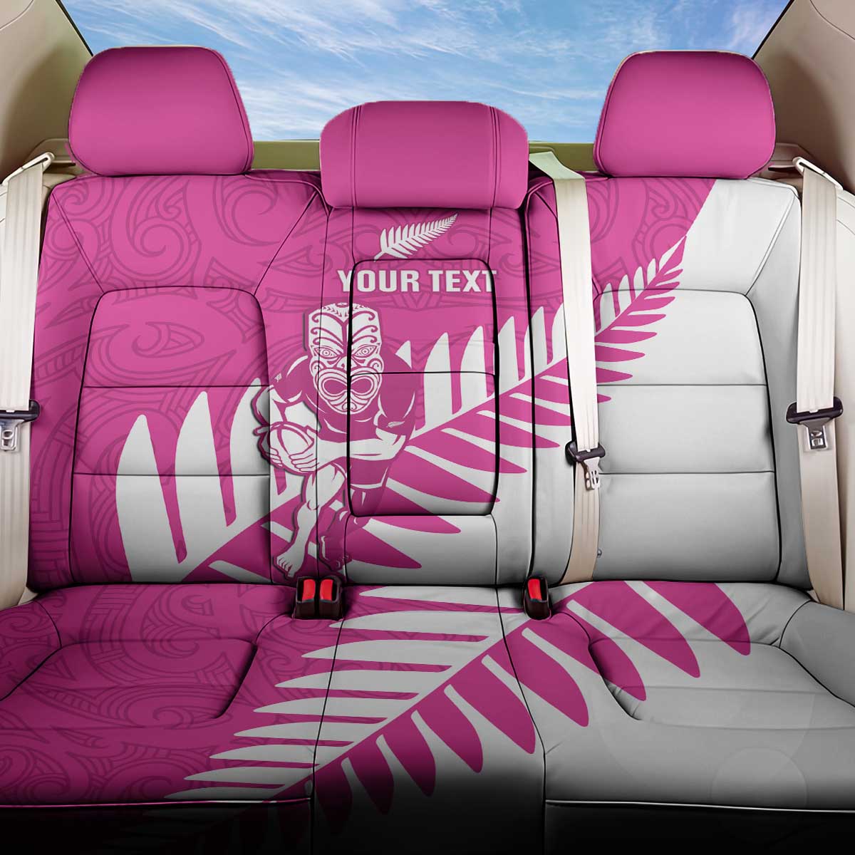 New Zealand Silver Fern Rugby Custom Back Car Seat Cover Go All Black Maori Pink Version LT14 One Size Pink - Polynesian Pride