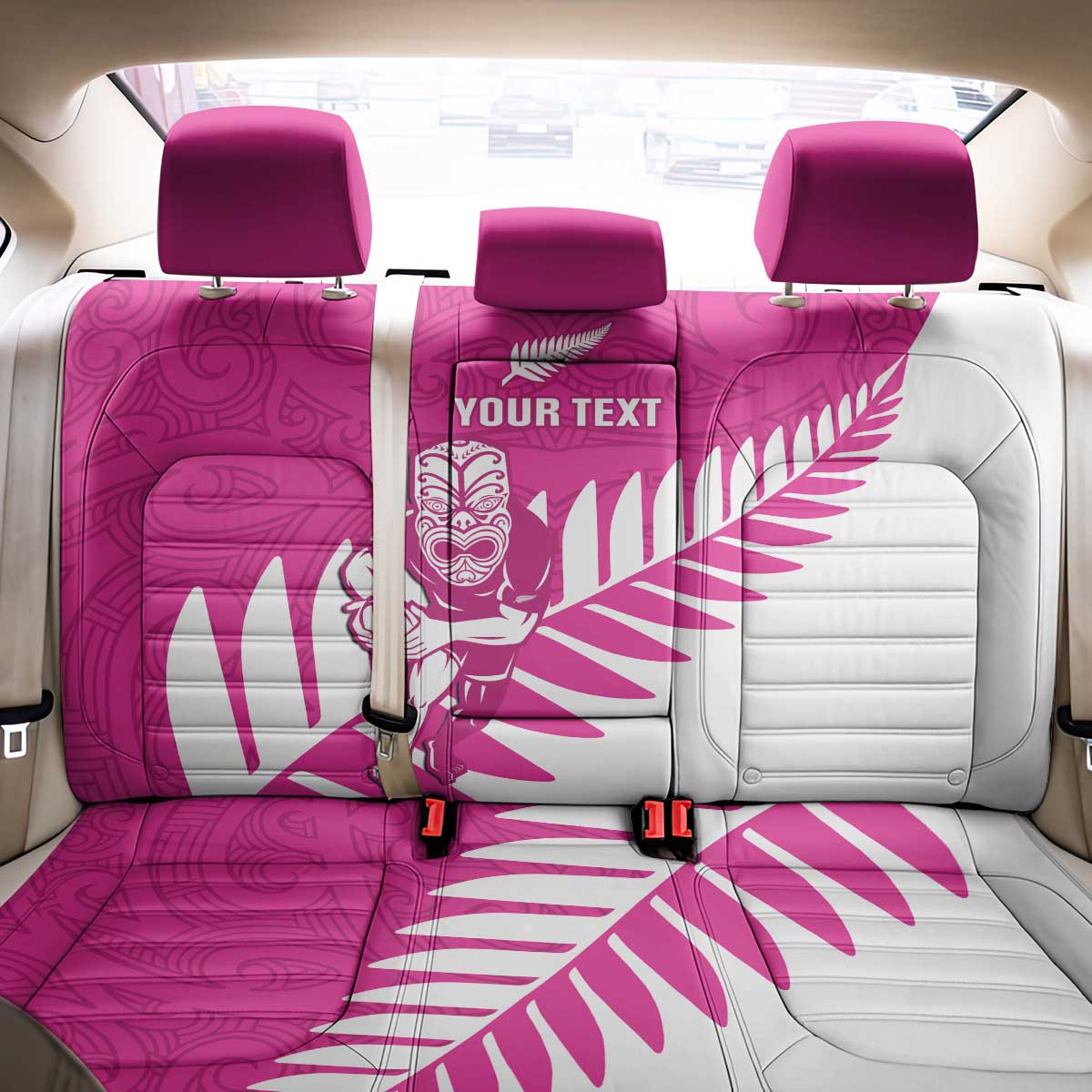 New Zealand Silver Fern Rugby Custom Back Car Seat Cover Go All Black Maori Pink Version LT14 - Polynesian Pride