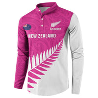 New Zealand Silver Fern Rugby Custom Button Sweatshirt Go All Black Maori Pink Version