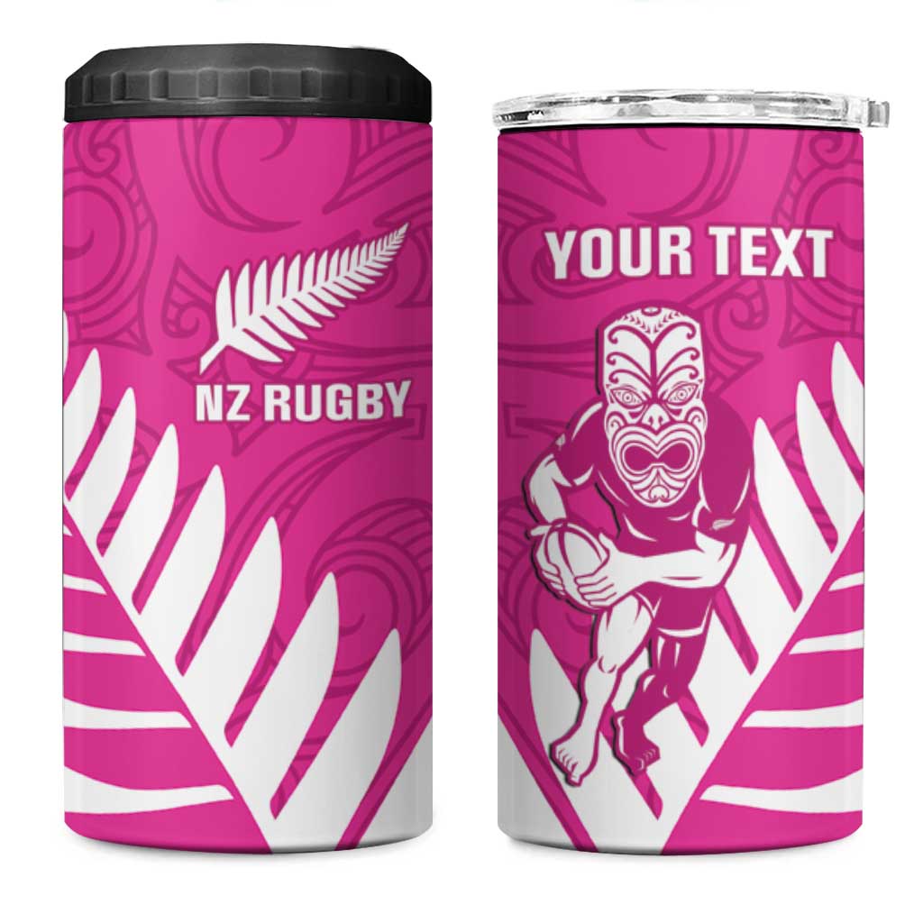 New Zealand Silver Fern Rugby Custom 4 in 1 Can Cooler Tumbler Go All Black Maori Pink Version LT14 One Size: 16 oz Pink - Polynesian Pride