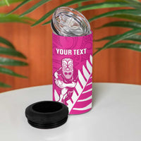 New Zealand Silver Fern Rugby Custom 4 in 1 Can Cooler Tumbler Go All Black Maori Pink Version LT14 - Polynesian Pride