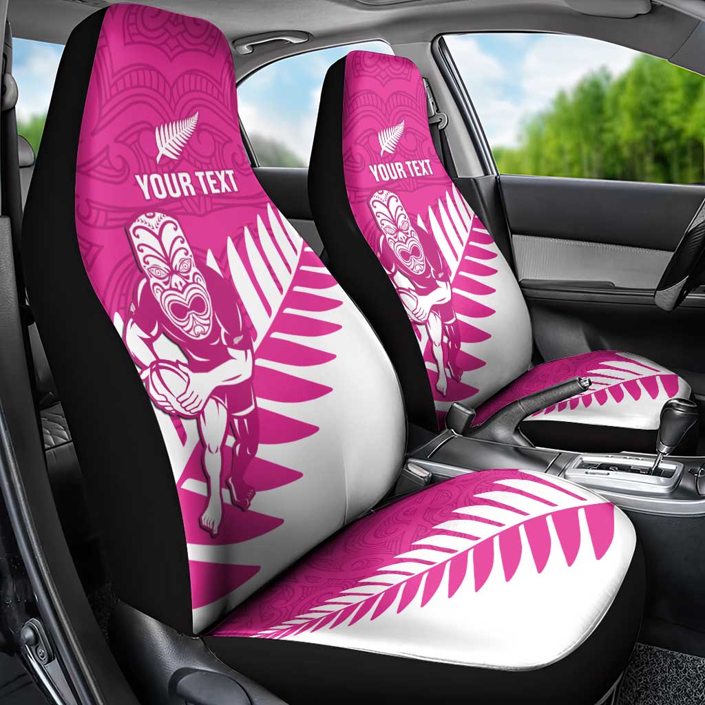 New Zealand Silver Fern Rugby Custom Car Seat Cover Go All Black Maori Pink Version LT14 - Polynesian Pride