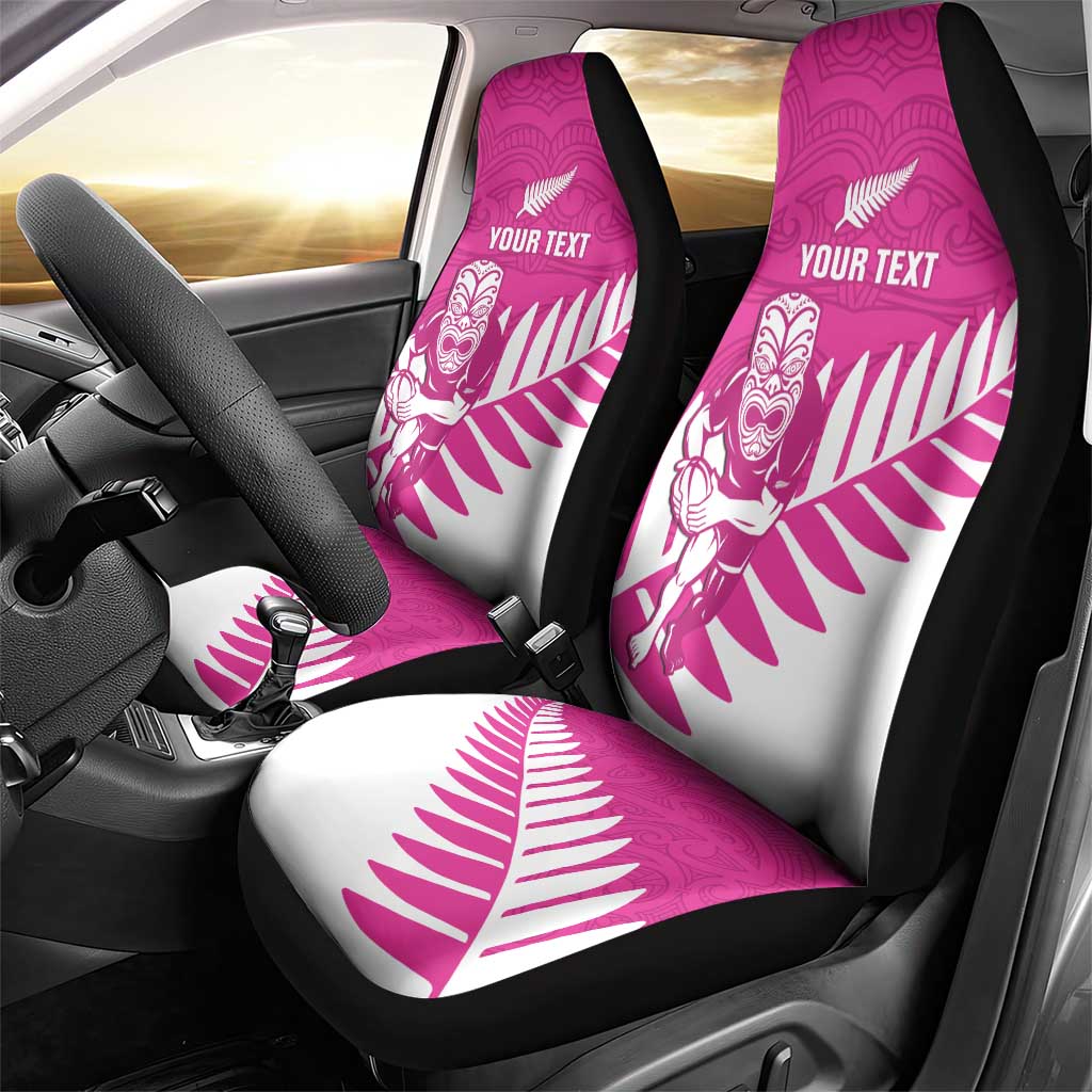 New Zealand Silver Fern Rugby Custom Car Seat Cover Go All Black Maori Pink Version LT14 - Polynesian Pride