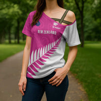New Zealand Silver Fern Rugby Custom Cross Shoulder Shirt Go All Black Maori Pink Version LT14 - Polynesian Pride