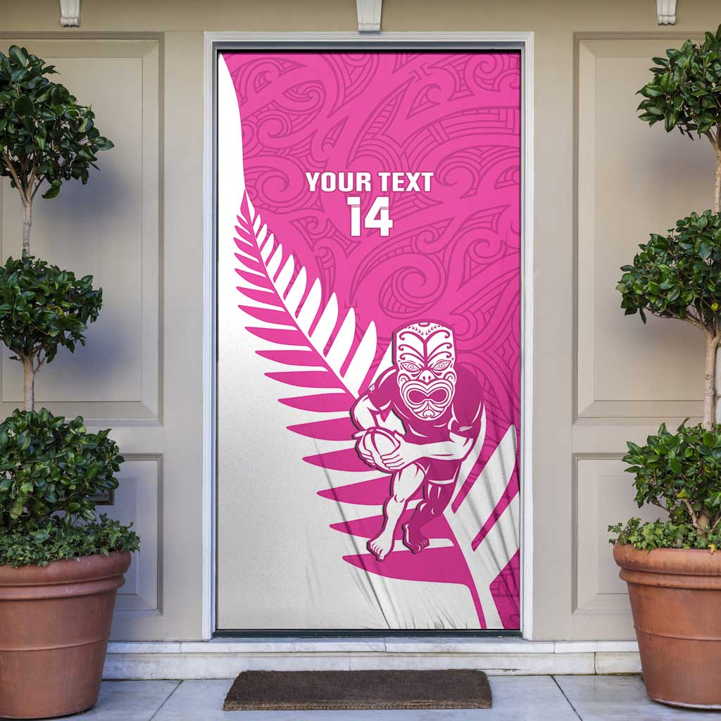 New Zealand Silver Fern Rugby Custom Door Cover Go All Black Maori Pink Version LT14 Pink - Polynesian Pride