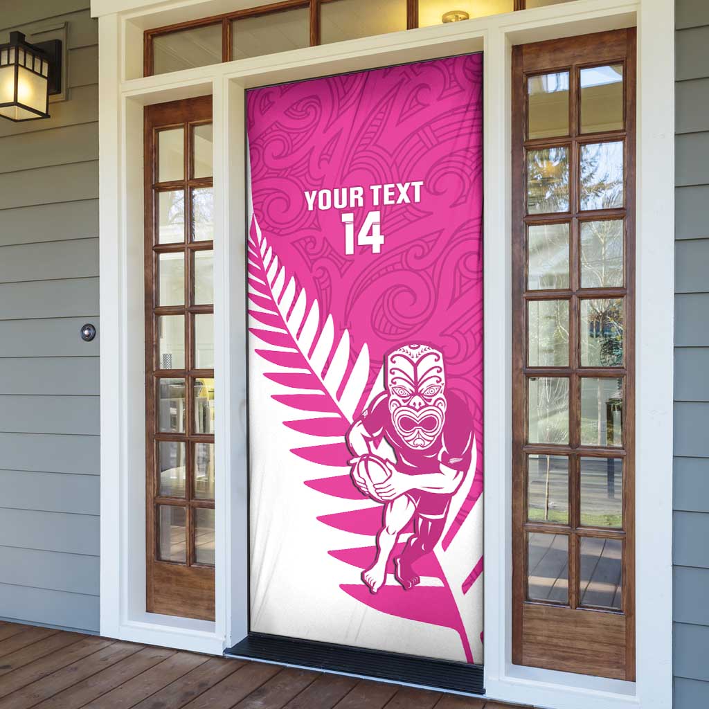 New Zealand Silver Fern Rugby Custom Door Cover Go All Black Maori Pink Version LT14 - Polynesian Pride