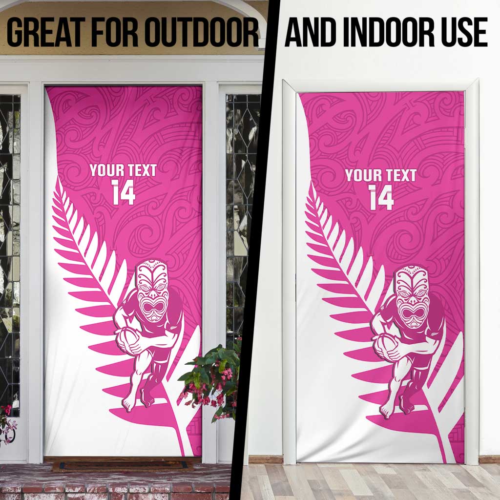 New Zealand Silver Fern Rugby Custom Door Cover Go All Black Maori Pink Version LT14 - Polynesian Pride