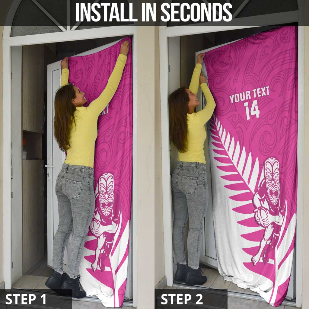 New Zealand Silver Fern Rugby Custom Door Cover Go All Black Maori Pink Version LT14 - Polynesian Pride