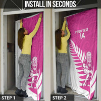 New Zealand Silver Fern Rugby Custom Door Cover Go All Black Maori Pink Version LT14 - Polynesian Pride