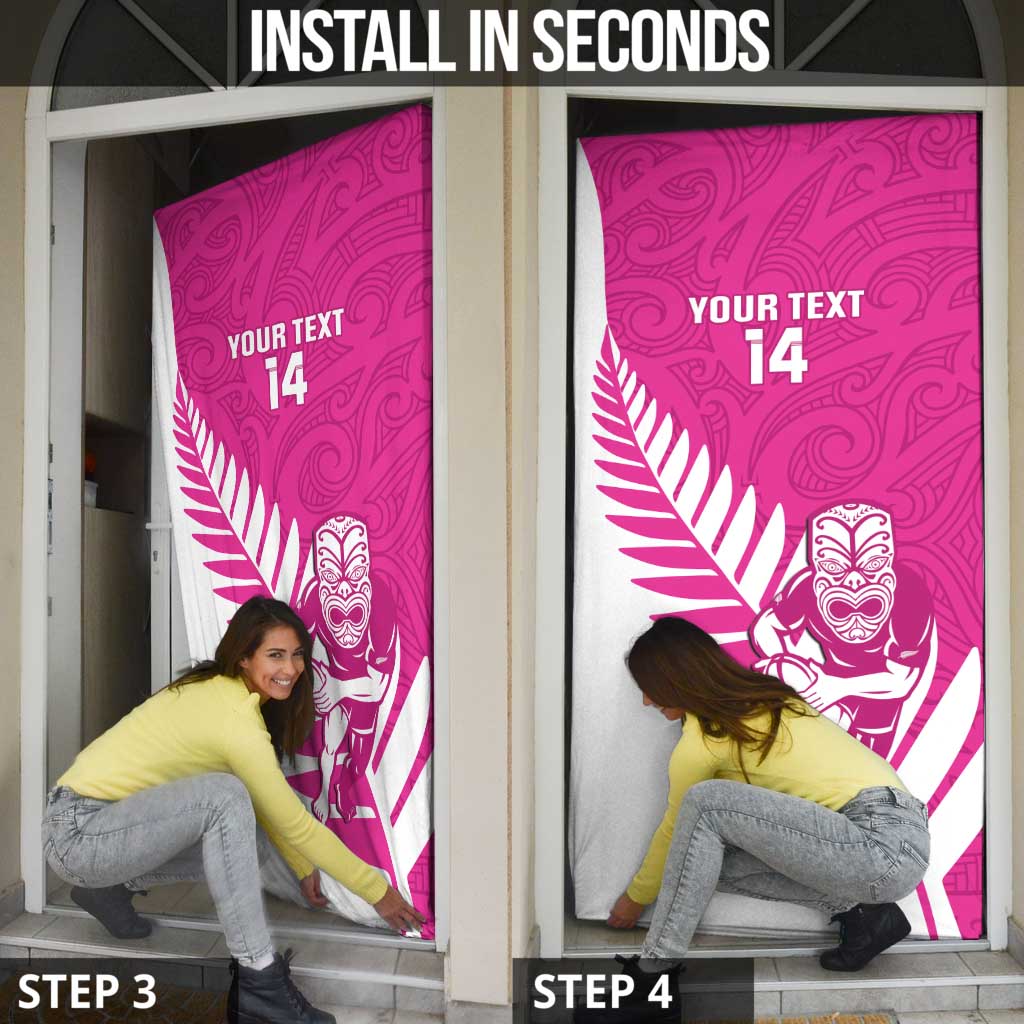 New Zealand Silver Fern Rugby Custom Door Cover Go All Black Maori Pink Version LT14 - Polynesian Pride