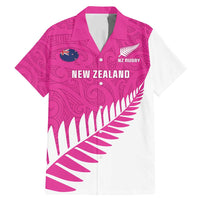 New Zealand Silver Fern Rugby Custom Family Matching Mermaid Dress and Hawaiian Shirt Go All Black Maori Pink Version LT14 Dad's Shirt - Short Sleeve Pink - Polynesian Pride