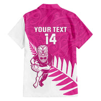 New Zealand Silver Fern Rugby Custom Family Matching Off Shoulder Maxi Dress and Hawaiian Shirt Go All Black Maori Pink Version LT14 - Polynesian Pride