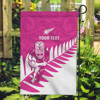 New Zealand Silver Fern Rugby Custom Garden Flag Go All Black Maori Pink Version