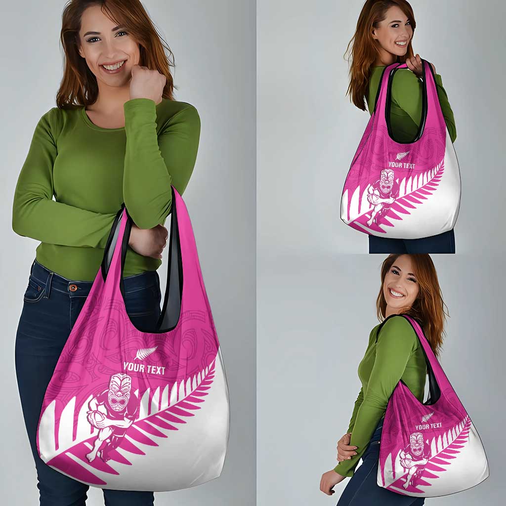New Zealand Silver Fern Rugby Custom Grocery Bag Go All Black Maori Pink Version LT14 - Polynesian Pride