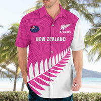 New Zealand Silver Fern Rugby Custom Hawaiian Shirt Go All Black Maori Pink Version